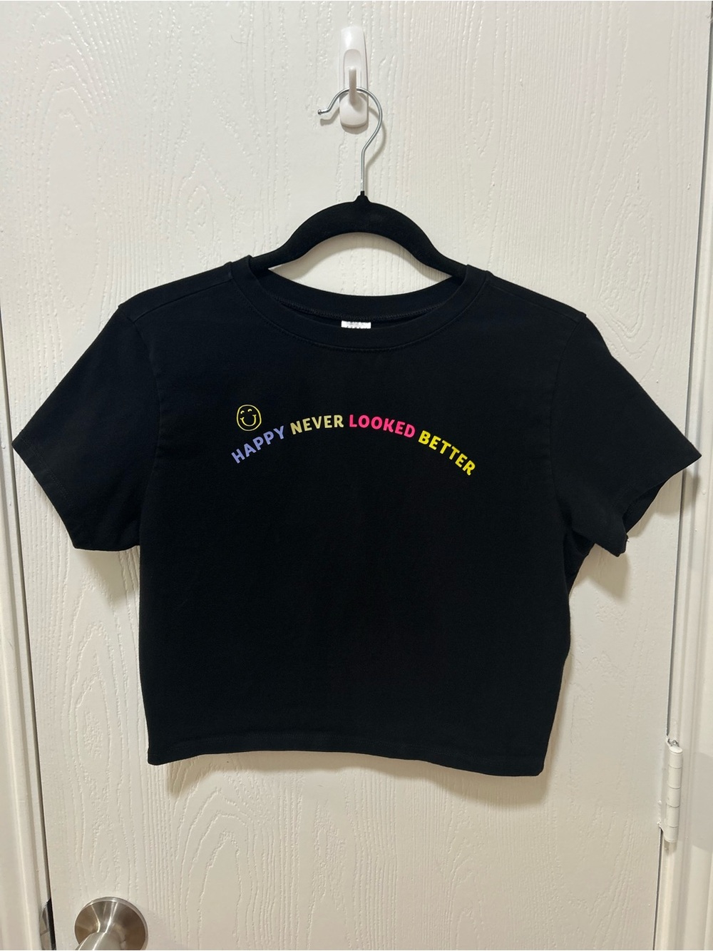 Zumba Fitness Happy Fitted Crop Top Black Size Medium Happy Never Looked Better